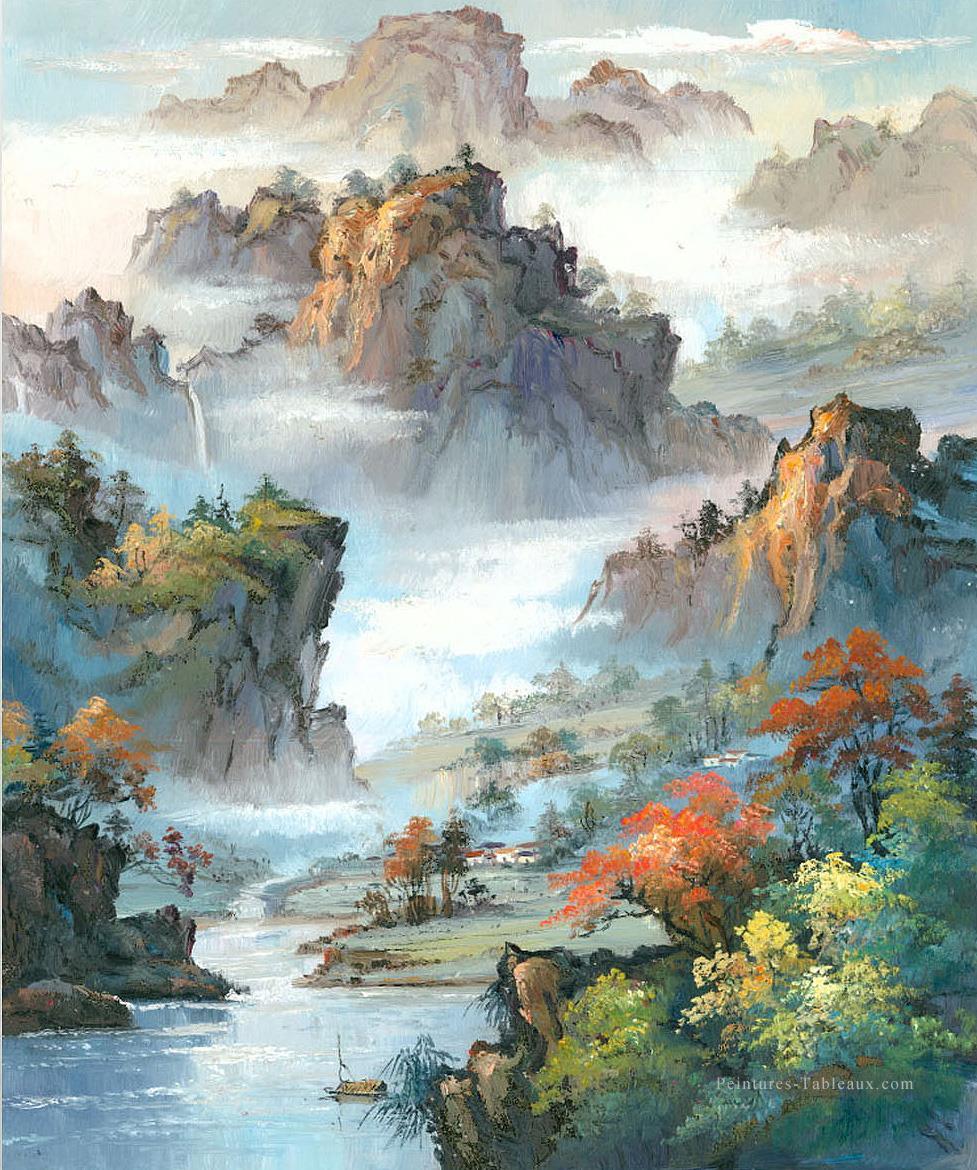 Paysage chinois Shanshui montagnes Cascade 0 955 Peintures à l'huile
